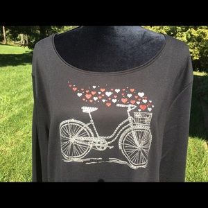 CLEARANCE SALE! 
Embellished T-Shirt  Sparkling Bicycle with heart